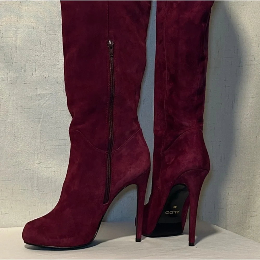 ALDO Scarlet Red Faux Suede Over-The-Knee